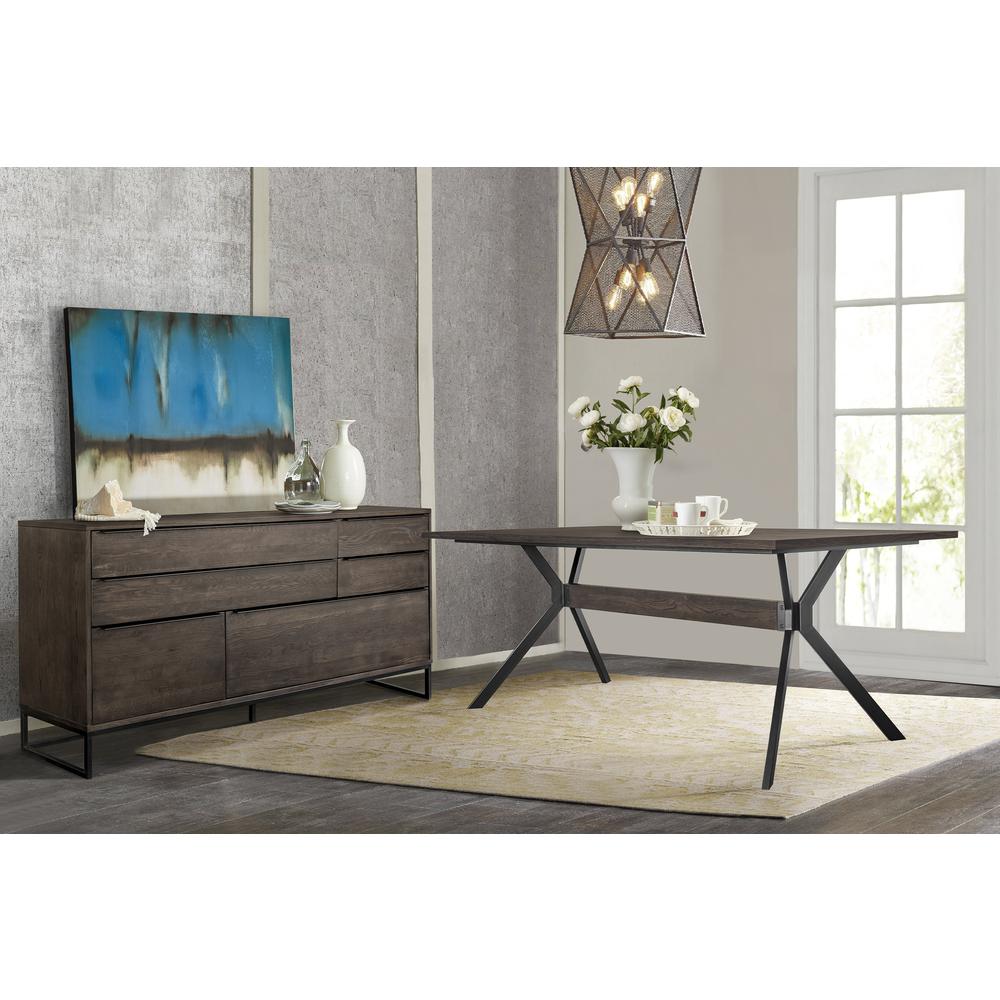 Nevada Rustic 2 piece set with Dining Table and Sideboard in Dark Brown. Picture 7