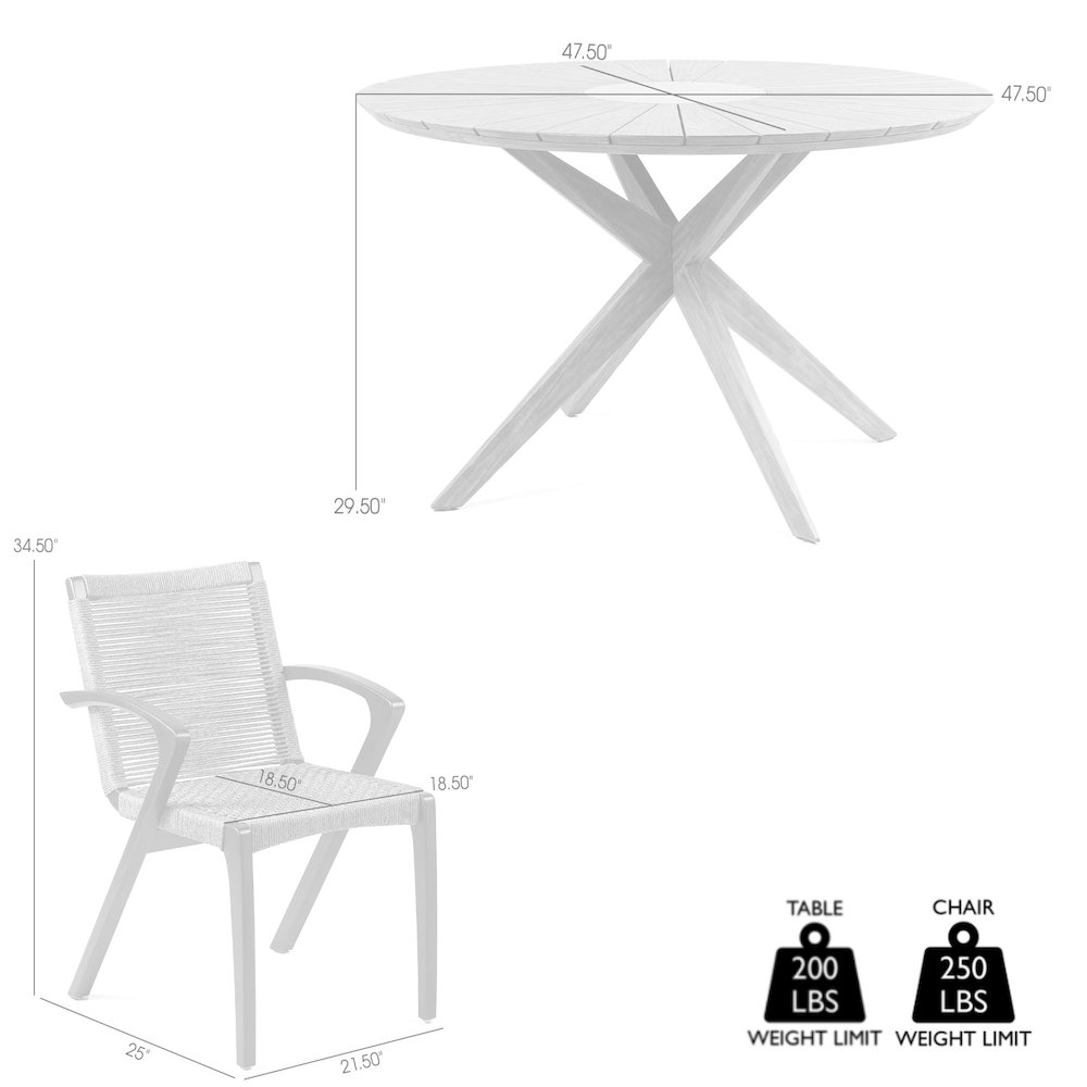 Oasis and Brielle Outdoor 5 Piece Light Eucalyptus and Stone Dining Set. Picture 9