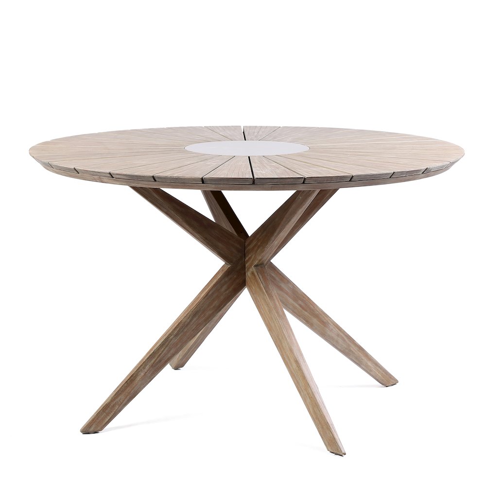 Oasis and Island Outdoor 5 Piece Light Eucalyptus and Stone Dining Set. Picture 5