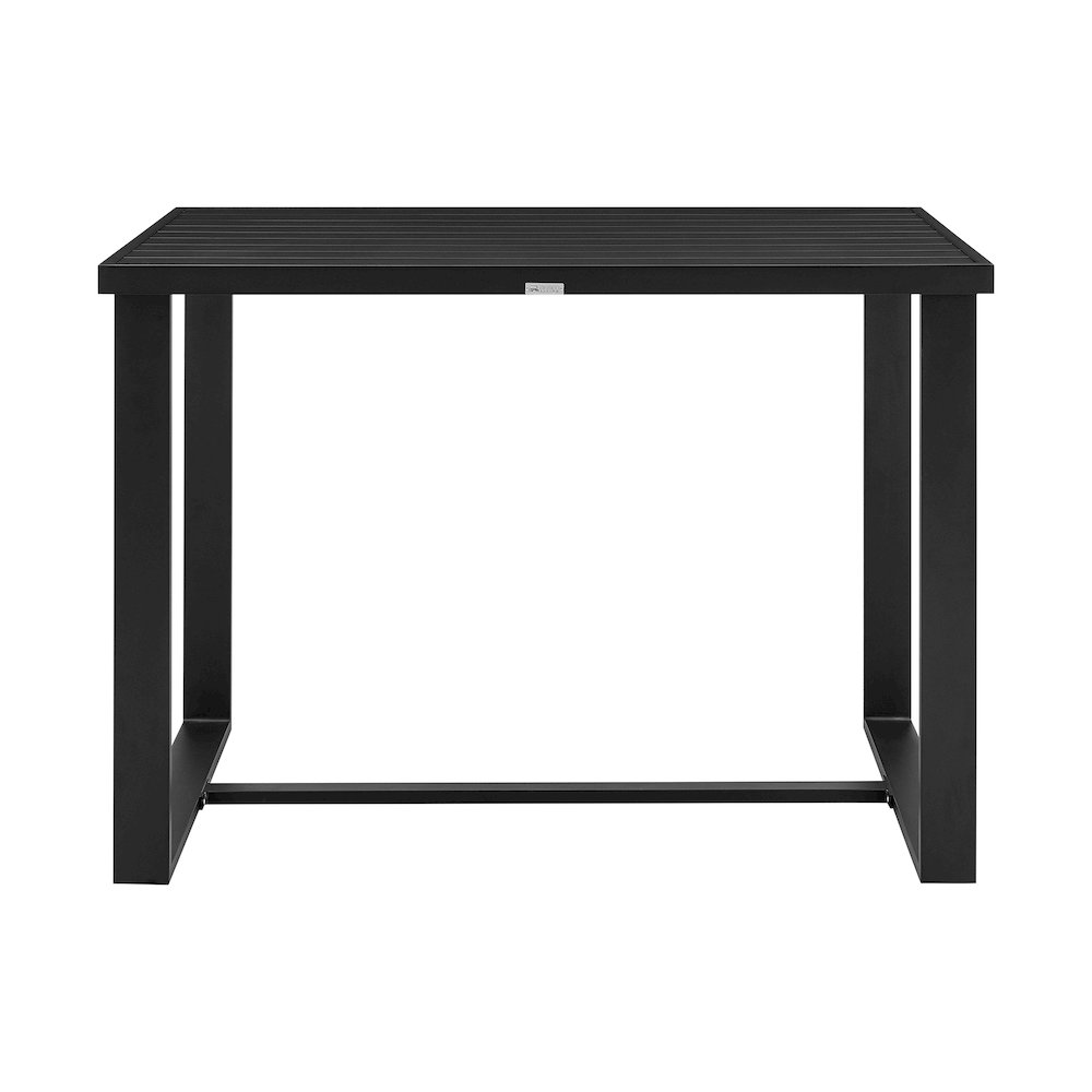 Outdoor Patio 5-Piece Bar Table Set in Aluminum with Gray Rope and Cushions. Picture 4