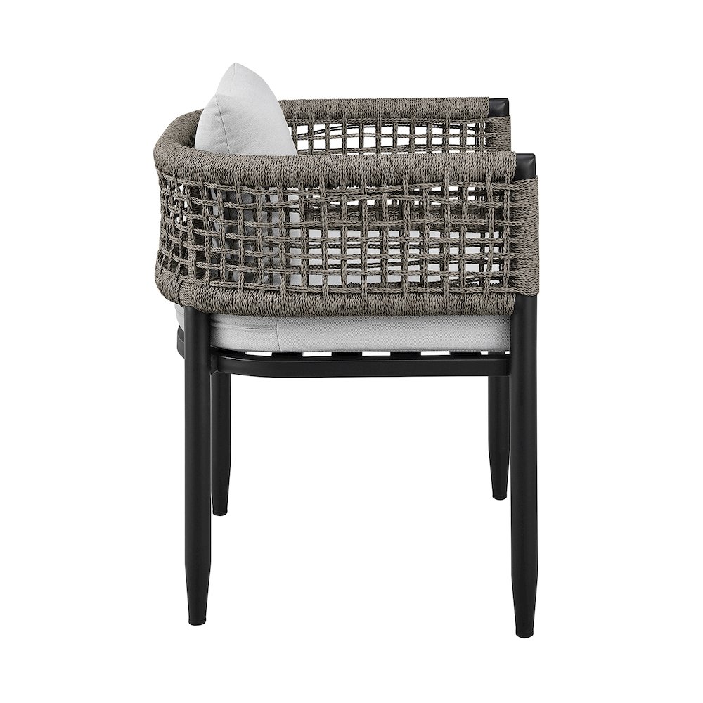 Outdoor Patio 5-Piece Dining Table Set in Aluminum with Gray Rope and Cushions. Picture 3