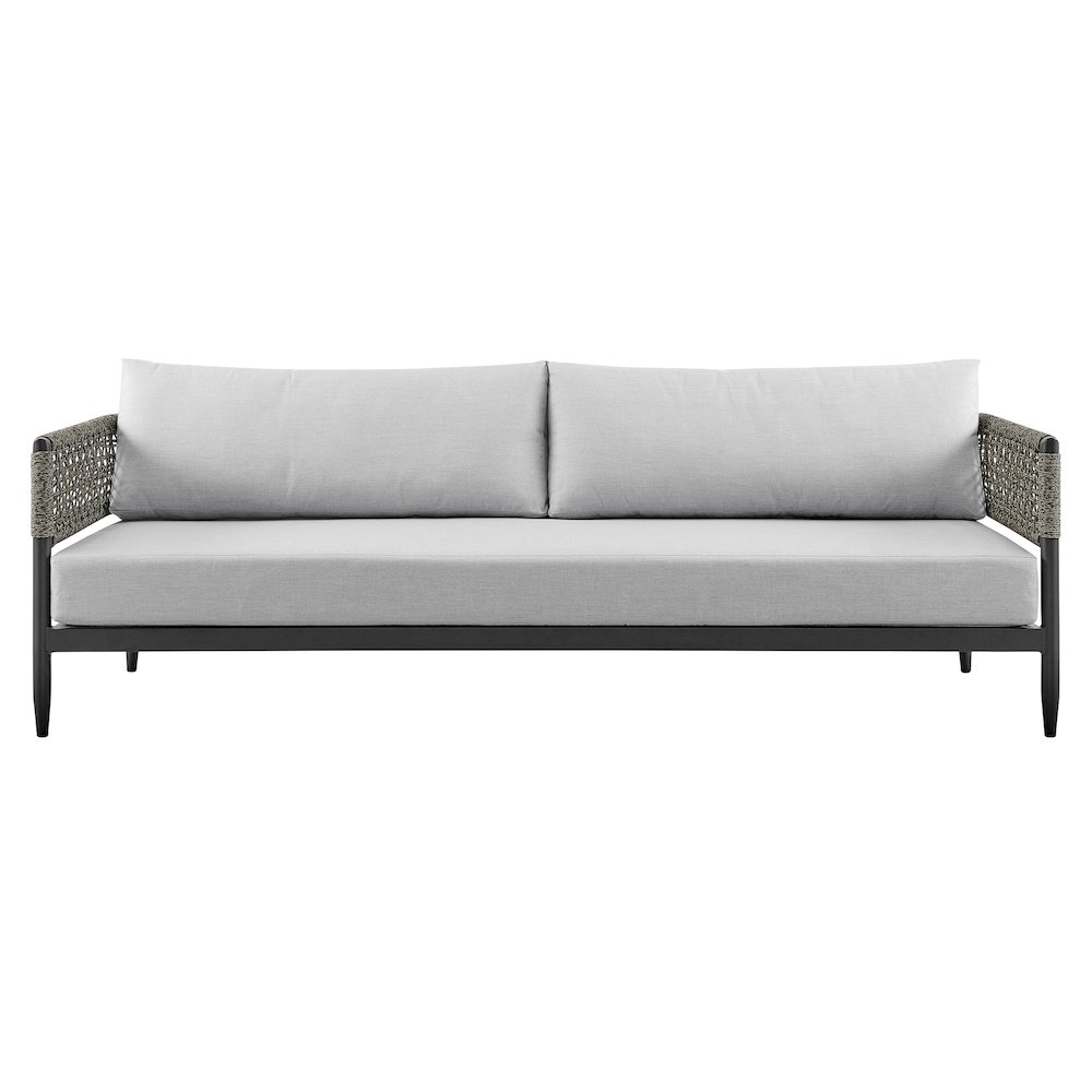 Alegria Aluminum and Rope Outdoor Sofa in Black and Gray. Picture 2