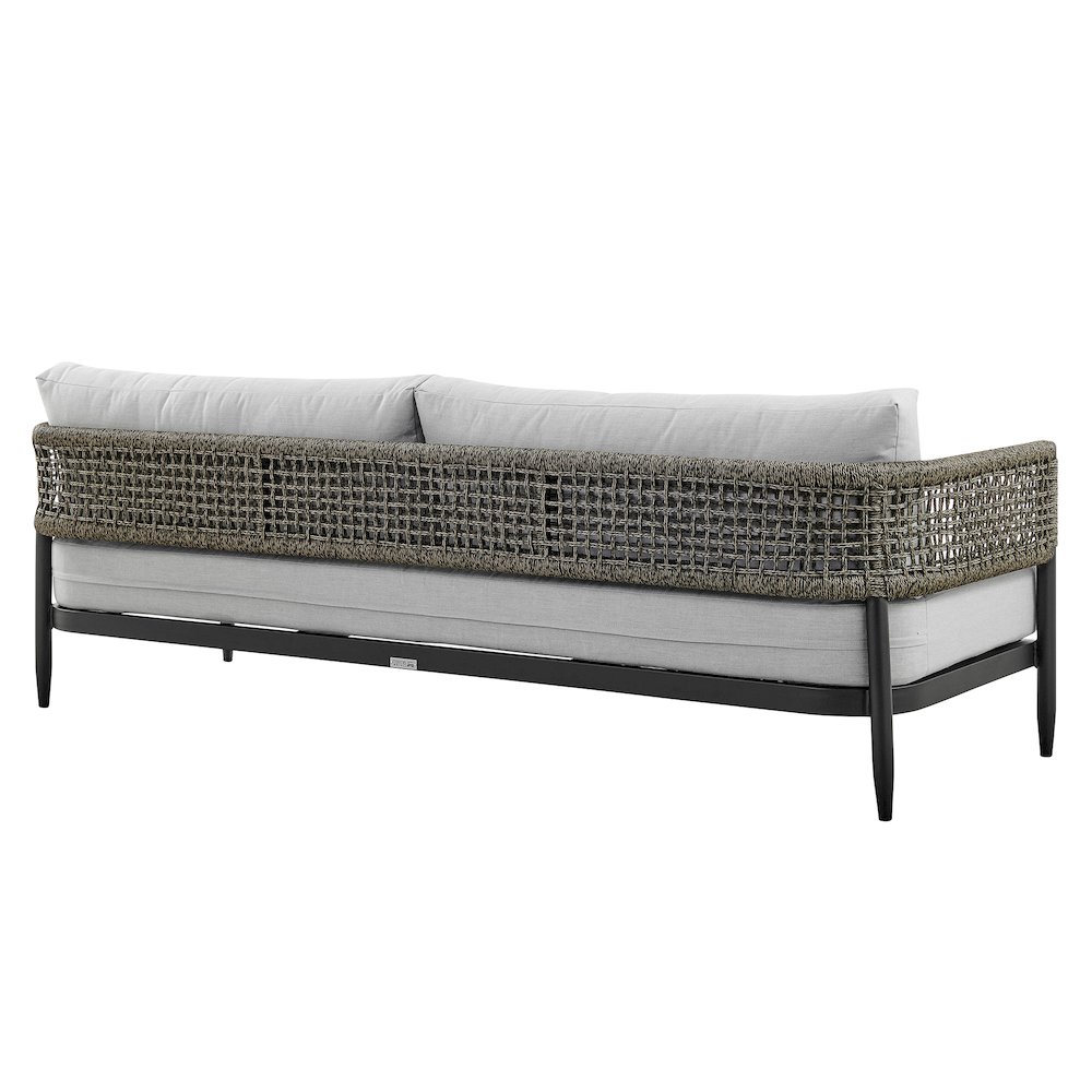 Alegria Aluminum and Rope Outdoor Sofa in Black and Gray. Picture 3