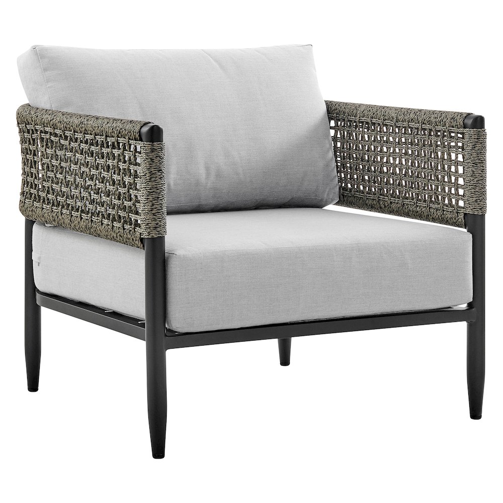 Alegria Aluminum and Rope Outdoor Chair in Black and Gray. Picture 2