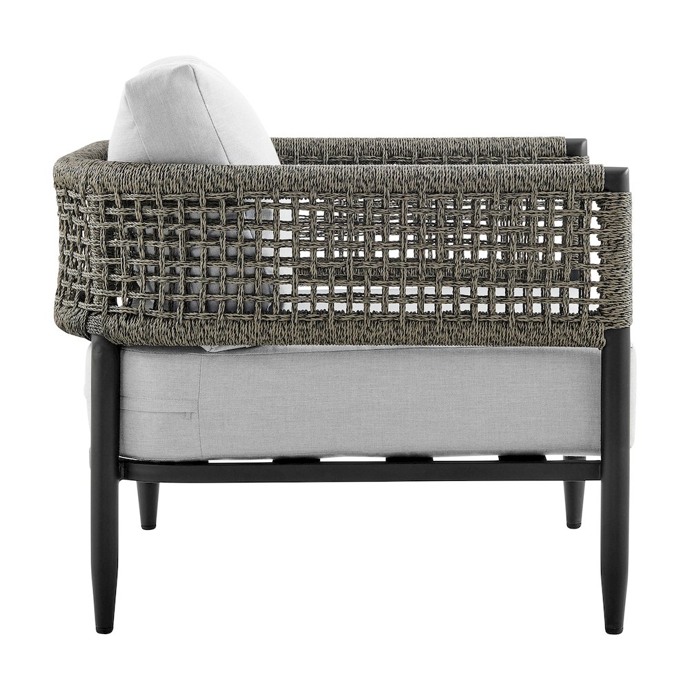 Alegria Aluminum and Rope Outdoor Chair in Black and Gray. Picture 3