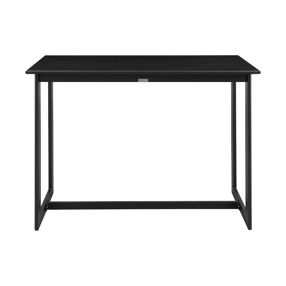 Cayman Outdoor Patio 5-Piece Bar Table Set in Aluminum with Gray Cushions. Picture 4