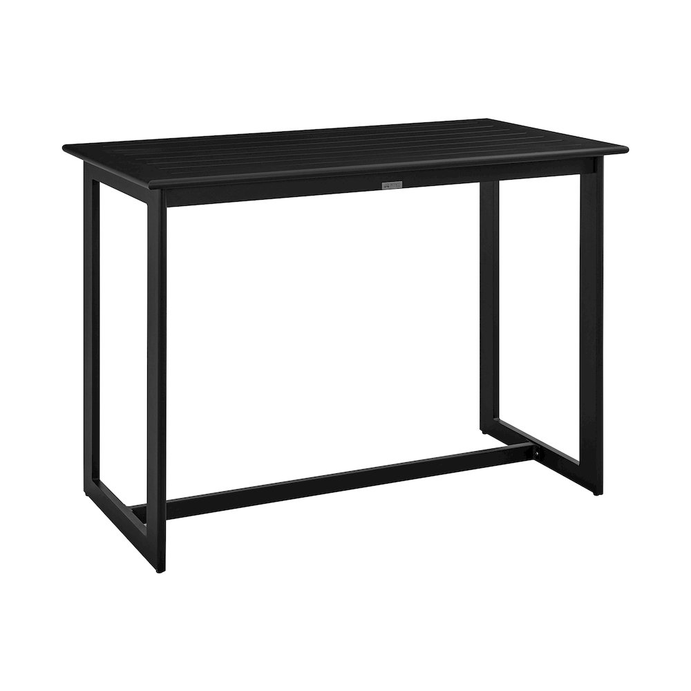 Cayman Outdoor Patio 5-Piece Bar Table Set in Aluminum with Gray Cushions. Picture 5