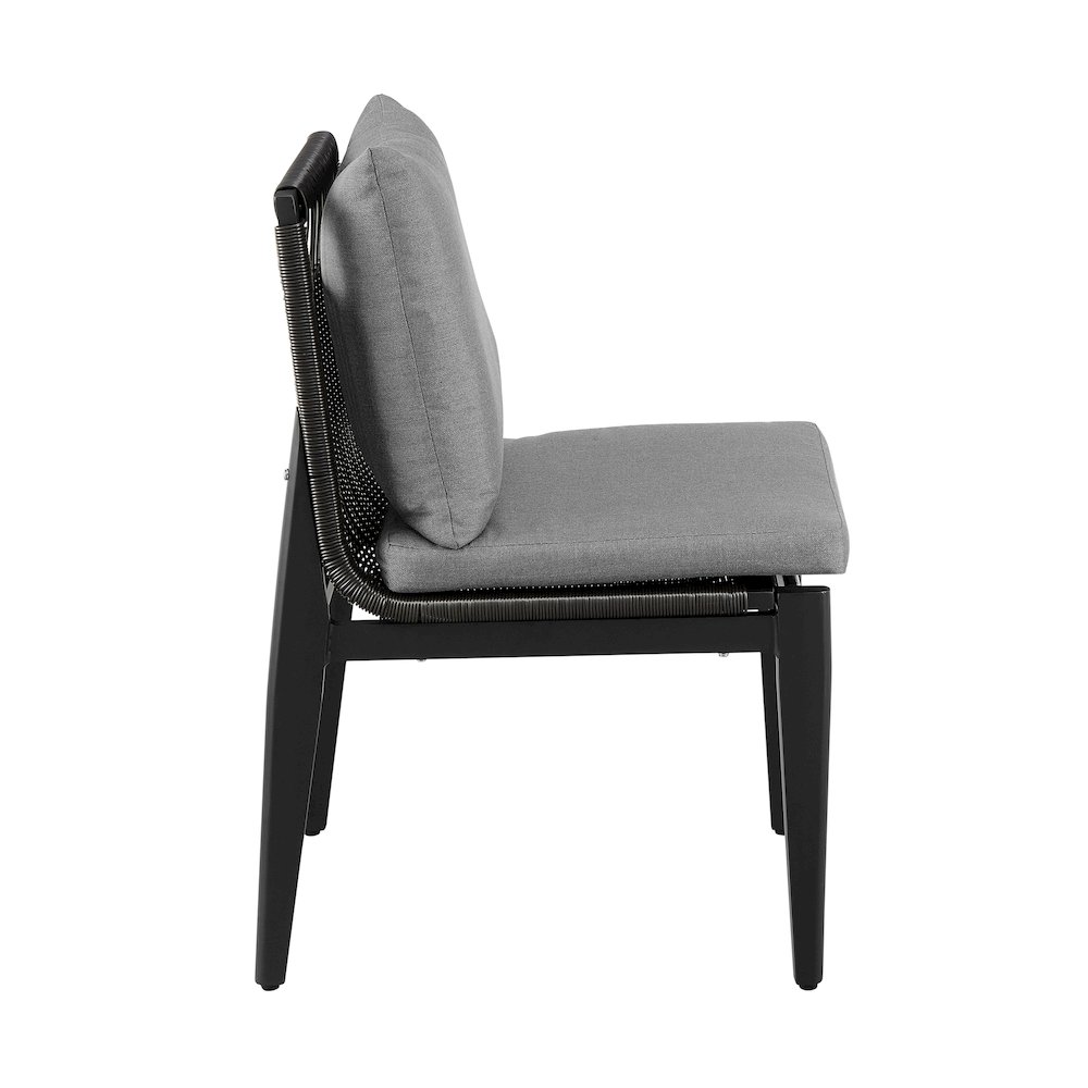 Outdoor Patio 5-Piece Round Dining Table Set in Aluminum with Gray Cushions. Picture 3