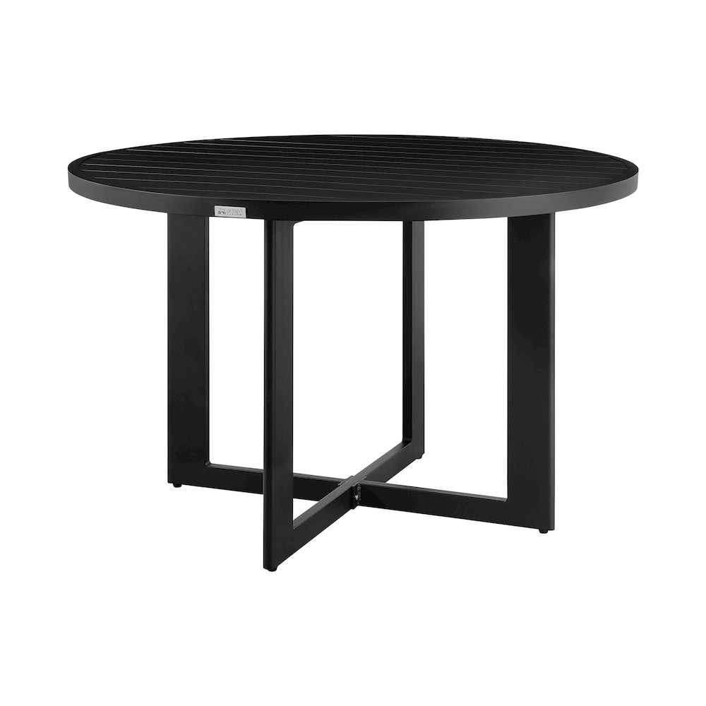 Outdoor Patio 5-Piece Round Dining Table Set in Aluminum with Gray Cushions. Picture 4