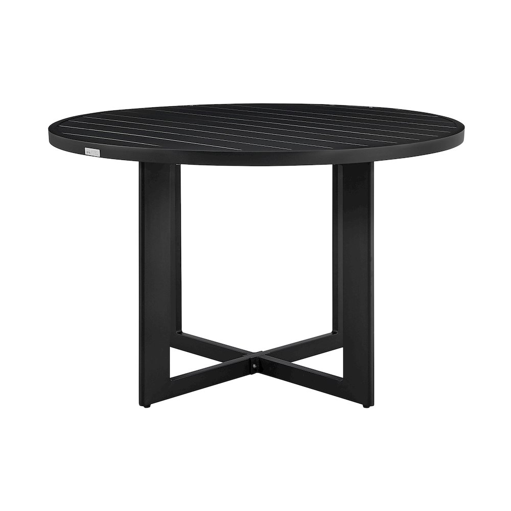 Outdoor Patio 5-Piece Round Dining Table Set in Aluminum with Gray Cushions. Picture 5