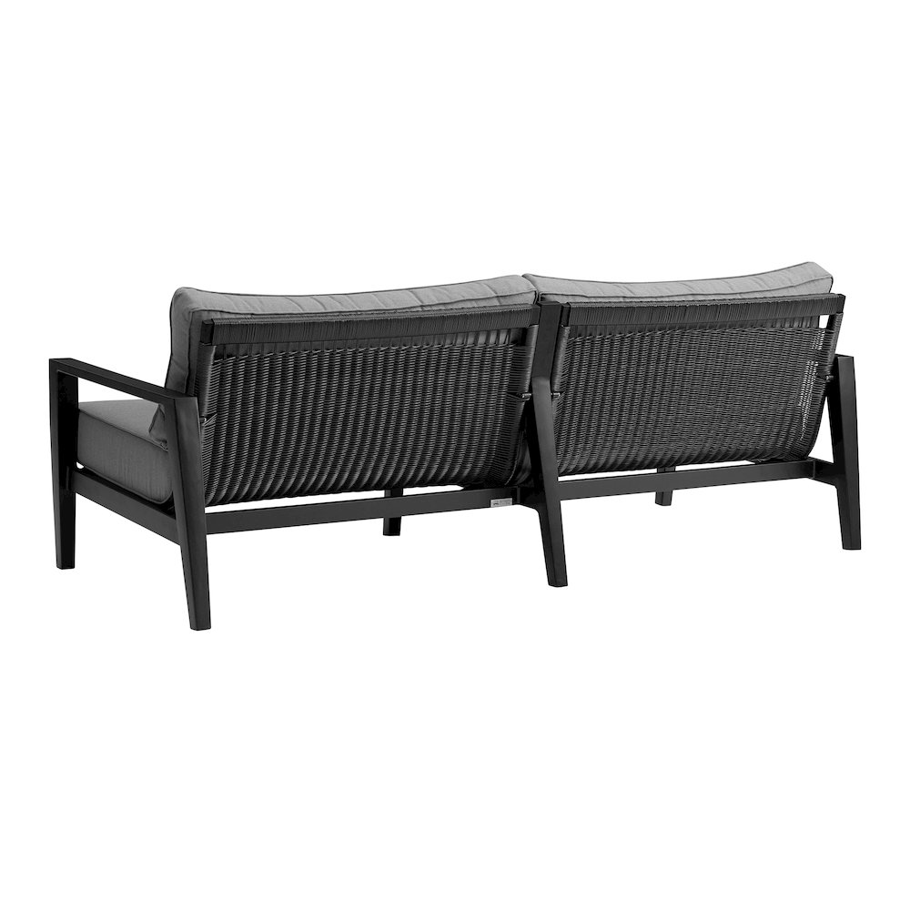 Cayman 4 Piece Black Aluminum Outdoor Seating Set with Dark Gray Cushions. Picture 3