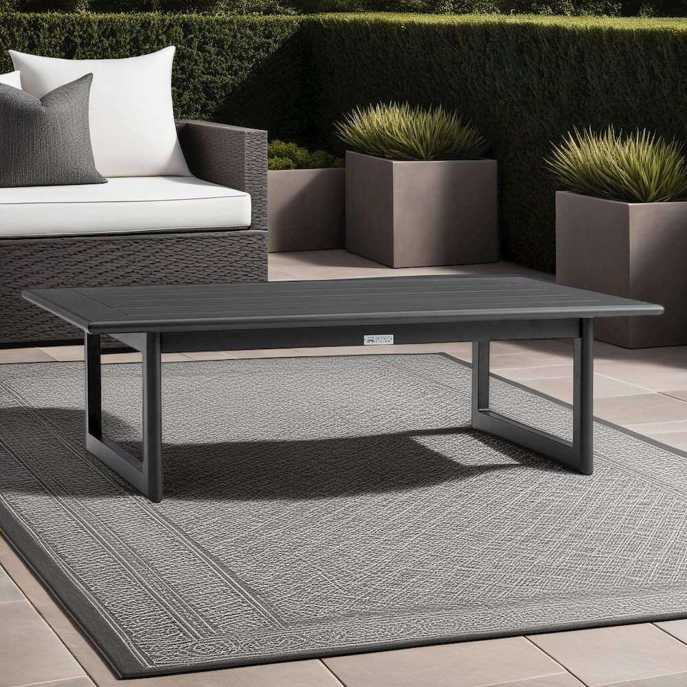 Cayman Aluminum Outdoor Coffee Table in Black. Picture 4