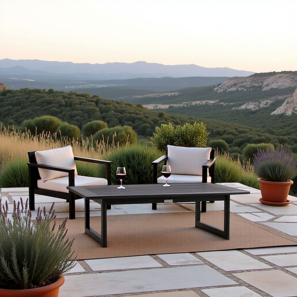 Outdoor Coffee Table – Black Aluminum Patio Table for Outdoor Spaces. Picture 2