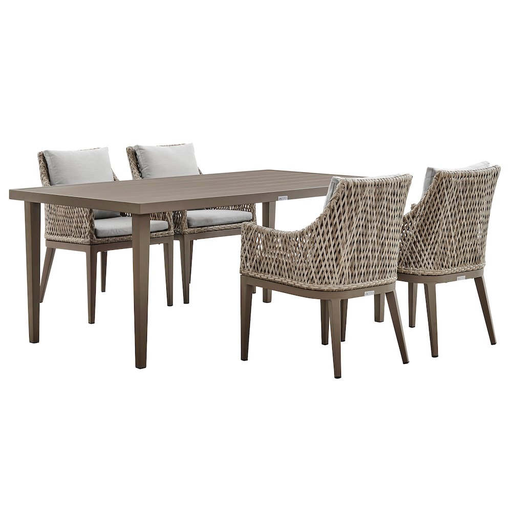 Grenada 5 Piece Gray Aluminum Outdoor Dining Set with Gray Fabric. Picture 1