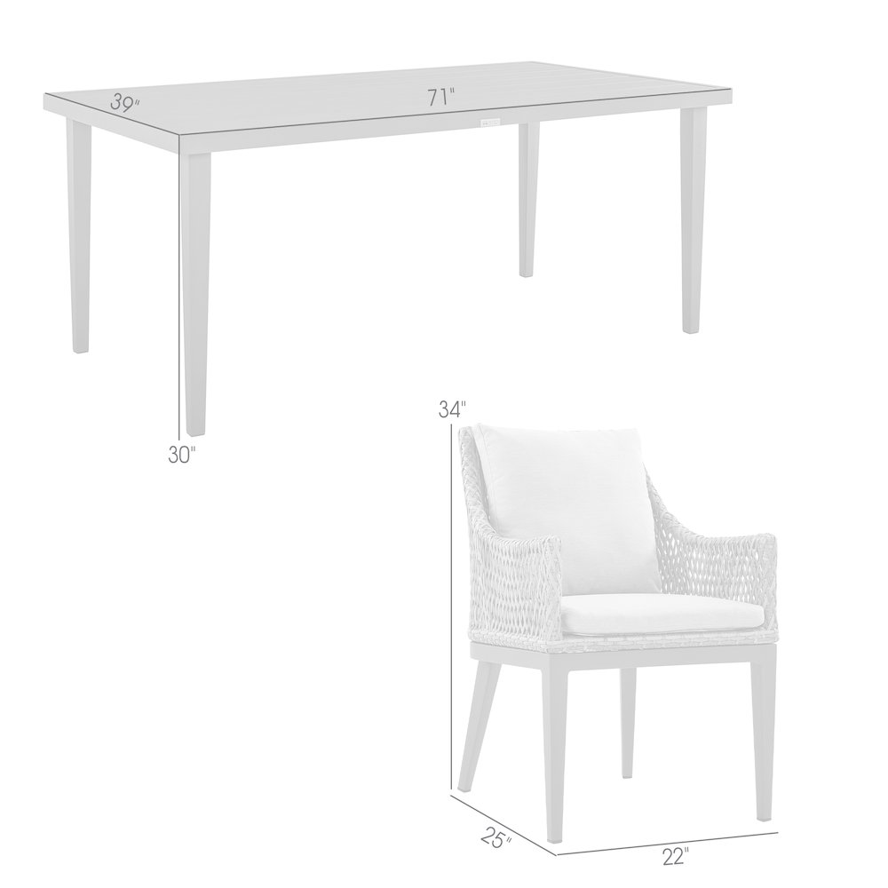 Grenada 7 Piece Gray Aluminum Outdoor Dining Set with Gray Fabric. Picture 9