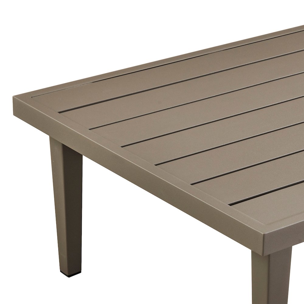 Grenada Aluminum Outdoor Coffee Table in Brown. Picture 3
