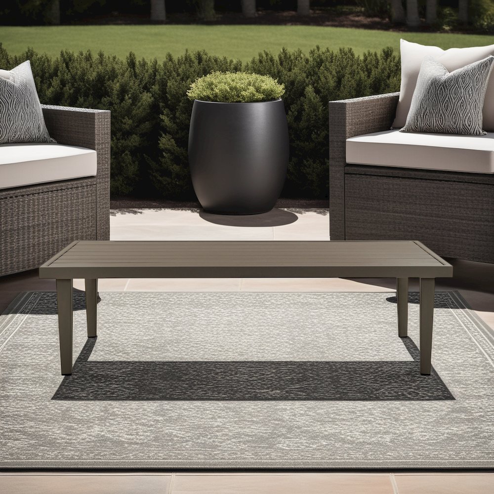 Grenada Aluminum Outdoor Coffee Table in Brown. Picture 5