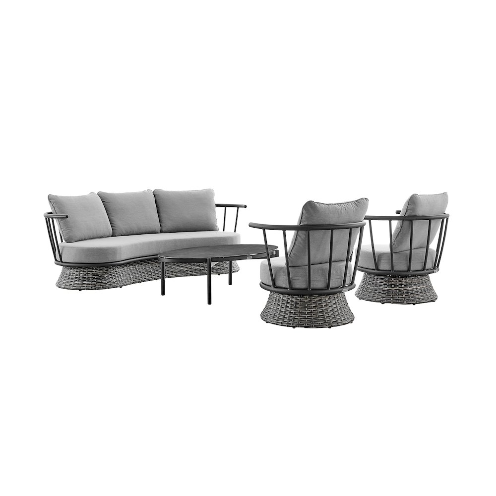 Giotto Wicker and Aluminum Outdoor Chair in Black and Dark Gray. Picture 1