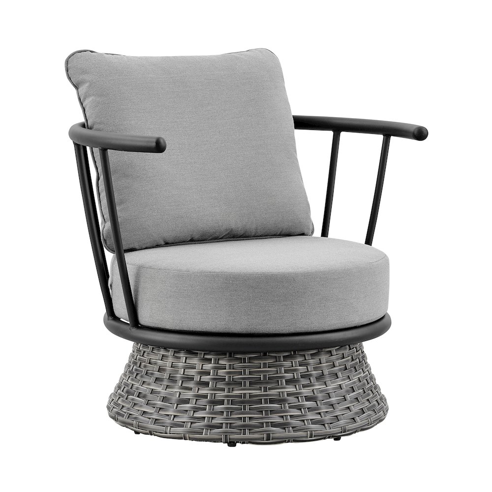 Giotto Wicker and Aluminum Outdoor Chair in Black and Dark Gray. Picture 2