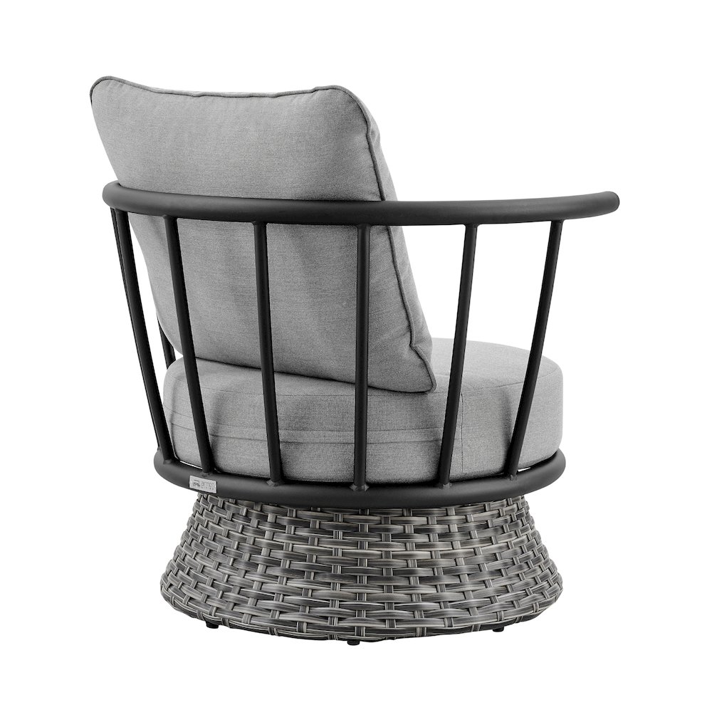Giotto Wicker and Aluminum Outdoor Chair in Black and Dark Gray. Picture 3