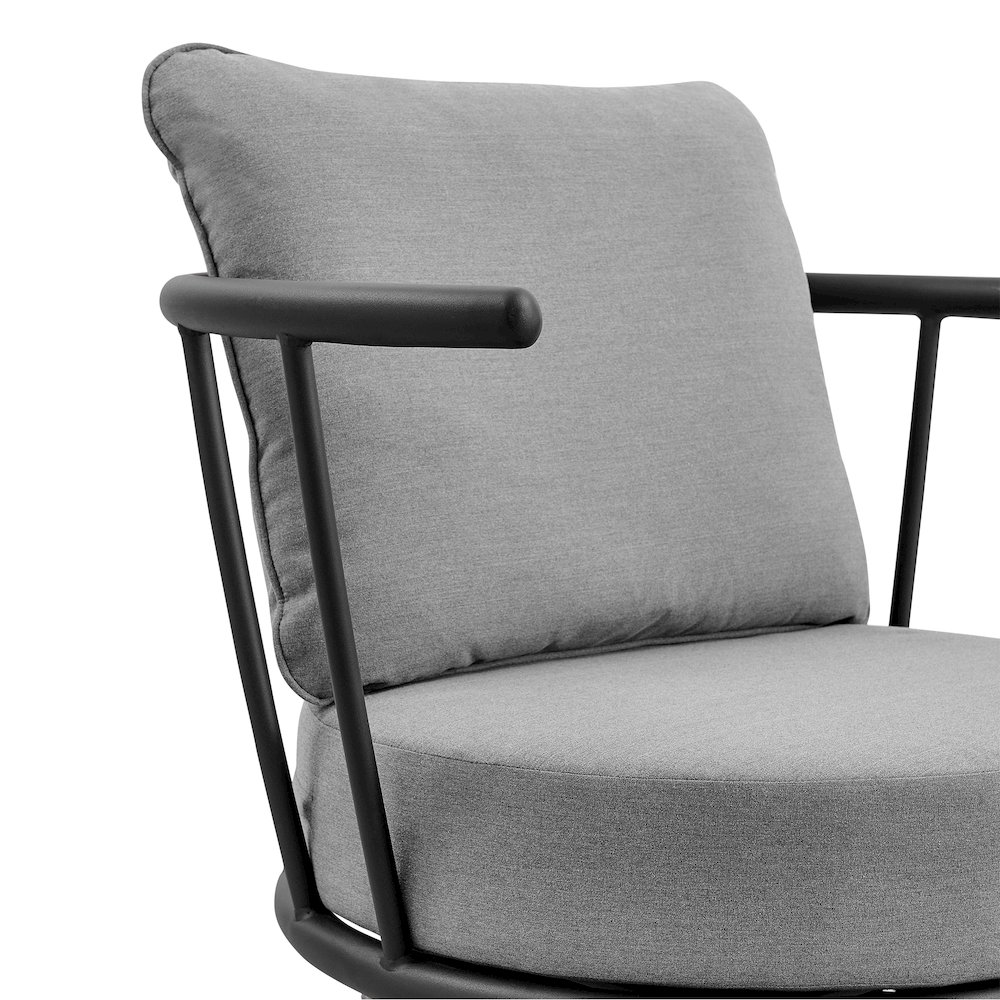 Giotto Wicker and Aluminum Outdoor Chair in Black and Dark Gray. Picture 4