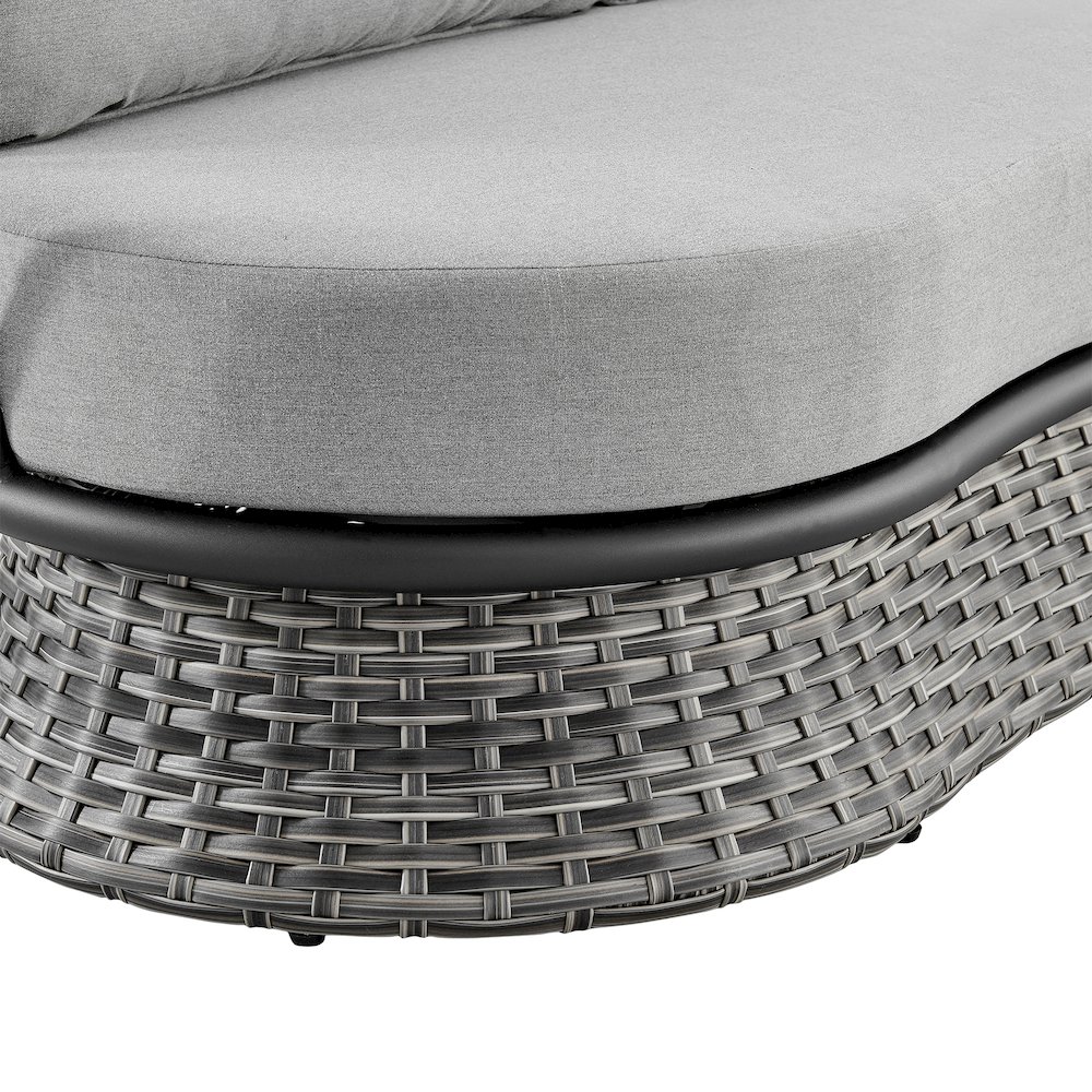 Giotto Wicker and Aluminum Outdoor Sofa in Black and Dark Gray. Picture 5