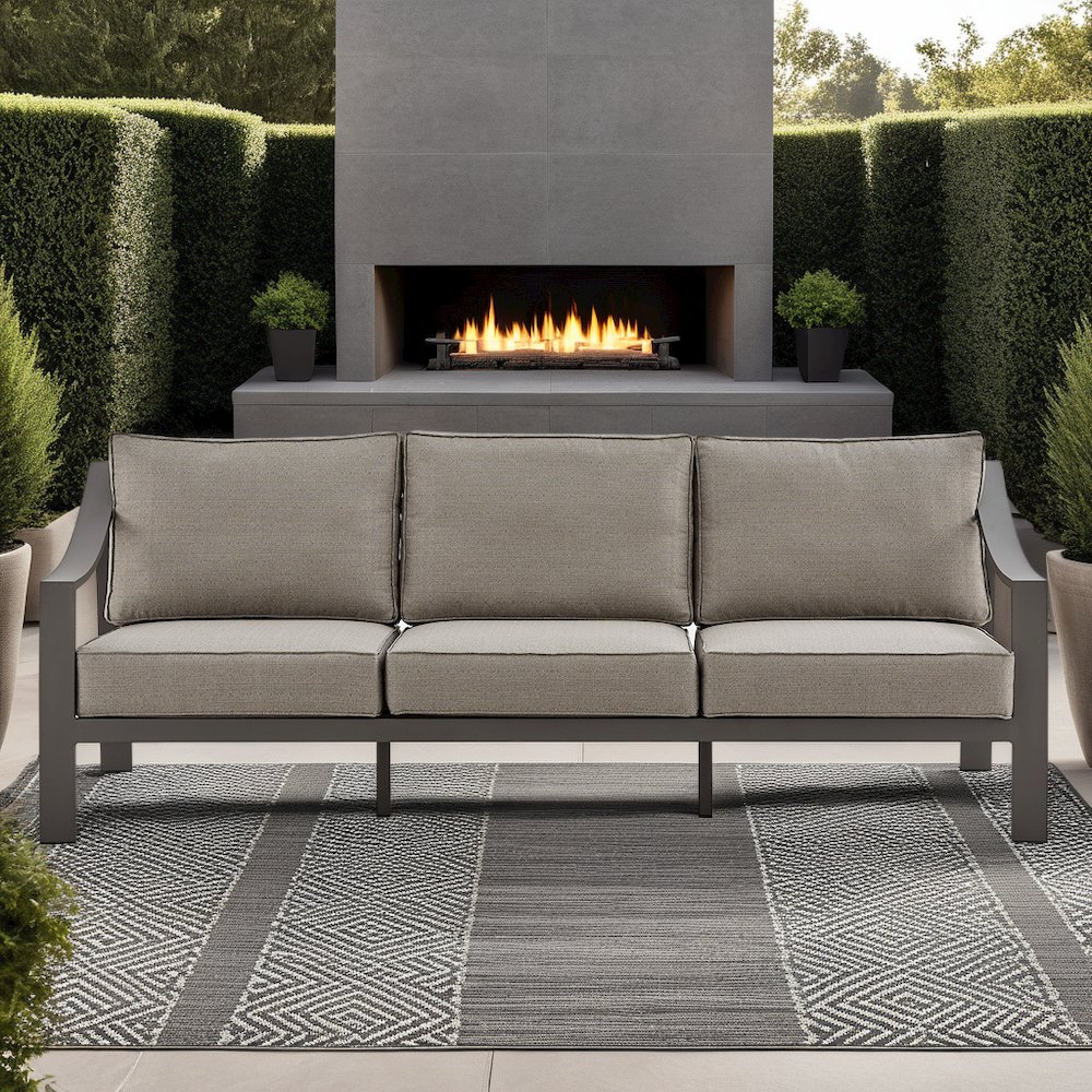 Koda Aluminum Outdoor Sofa in Brown. Picture 9
