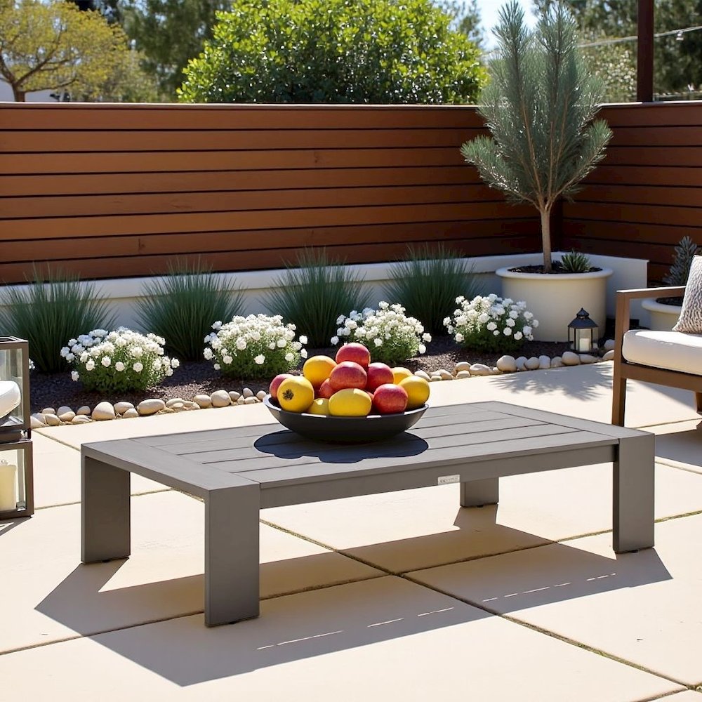 Outdoor Coffee Table – Aluminum Patio Table in Brown for Outdoor Use. Picture 2