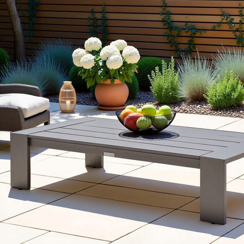 Outdoor Coffee Table – Aluminum Patio Table in Brown for Outdoor Use. Picture 3