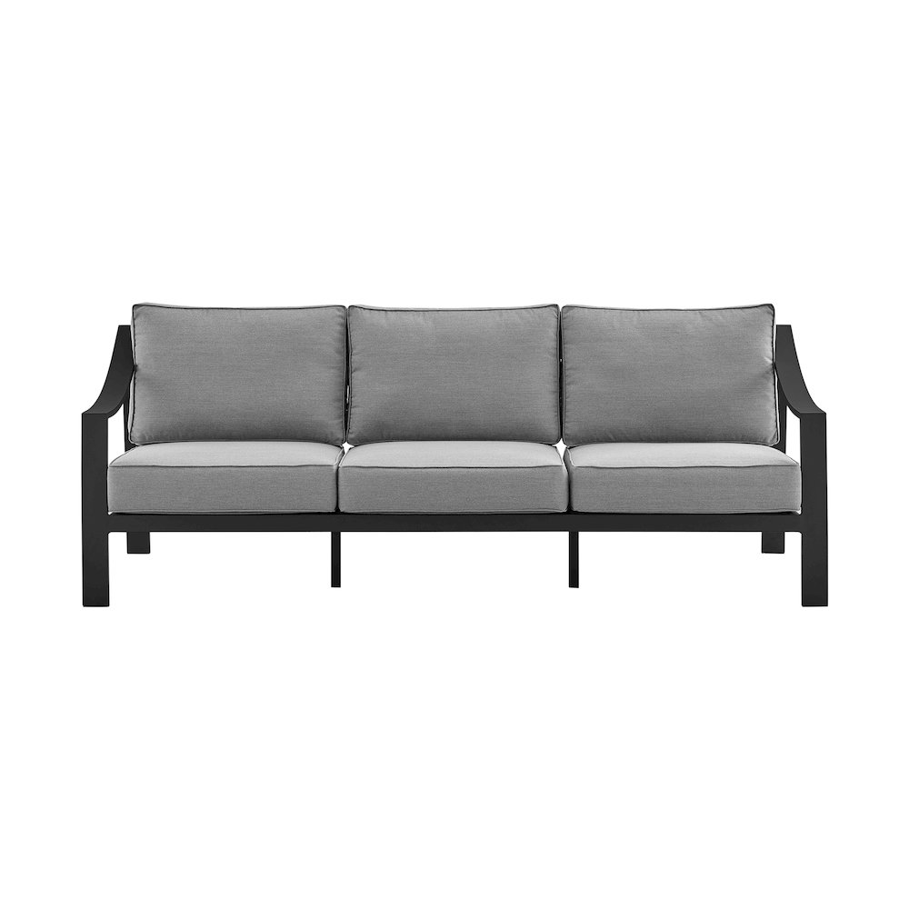 Koda Aluminum Outdoor Sofa in Black and Dark Gray. Picture 2