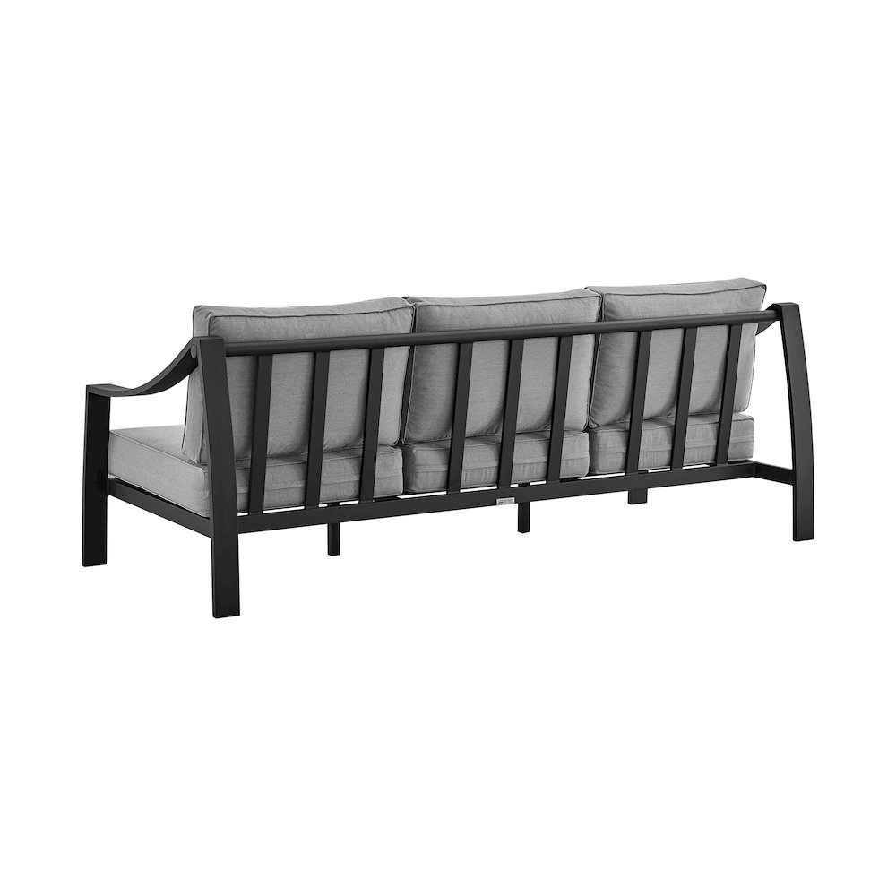 Koda Aluminum Outdoor Sofa in Black and Dark Gray. Picture 3