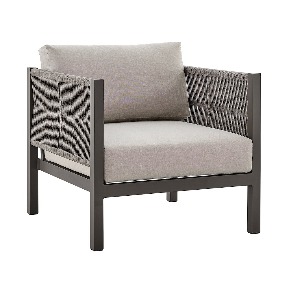 Mareike Aluminum and Rope Outdoor Chair in Brown. Picture 2