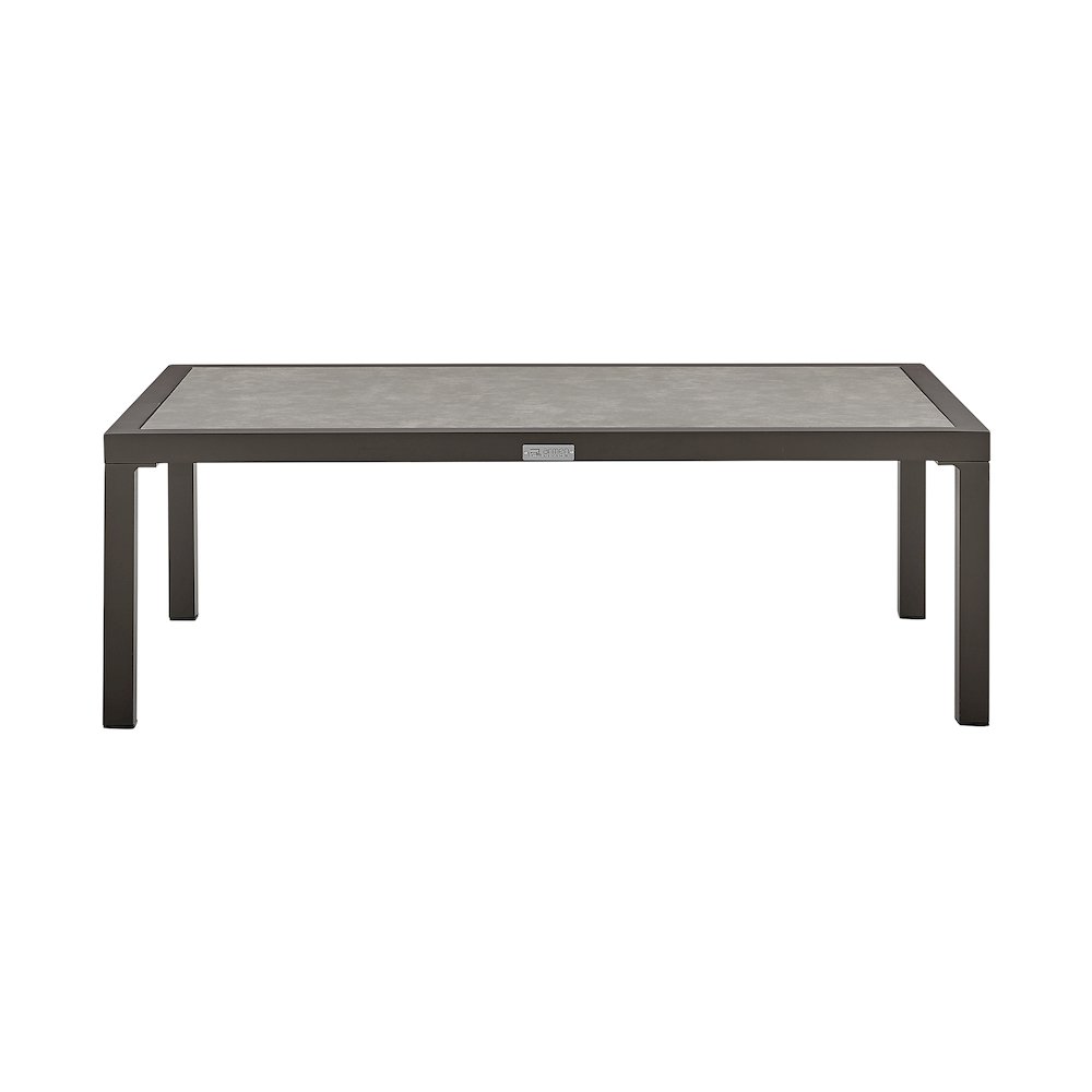 Mareike Aluminum Outdoor Coffee Table in Brown with Ceramic Tabletop. Picture 1