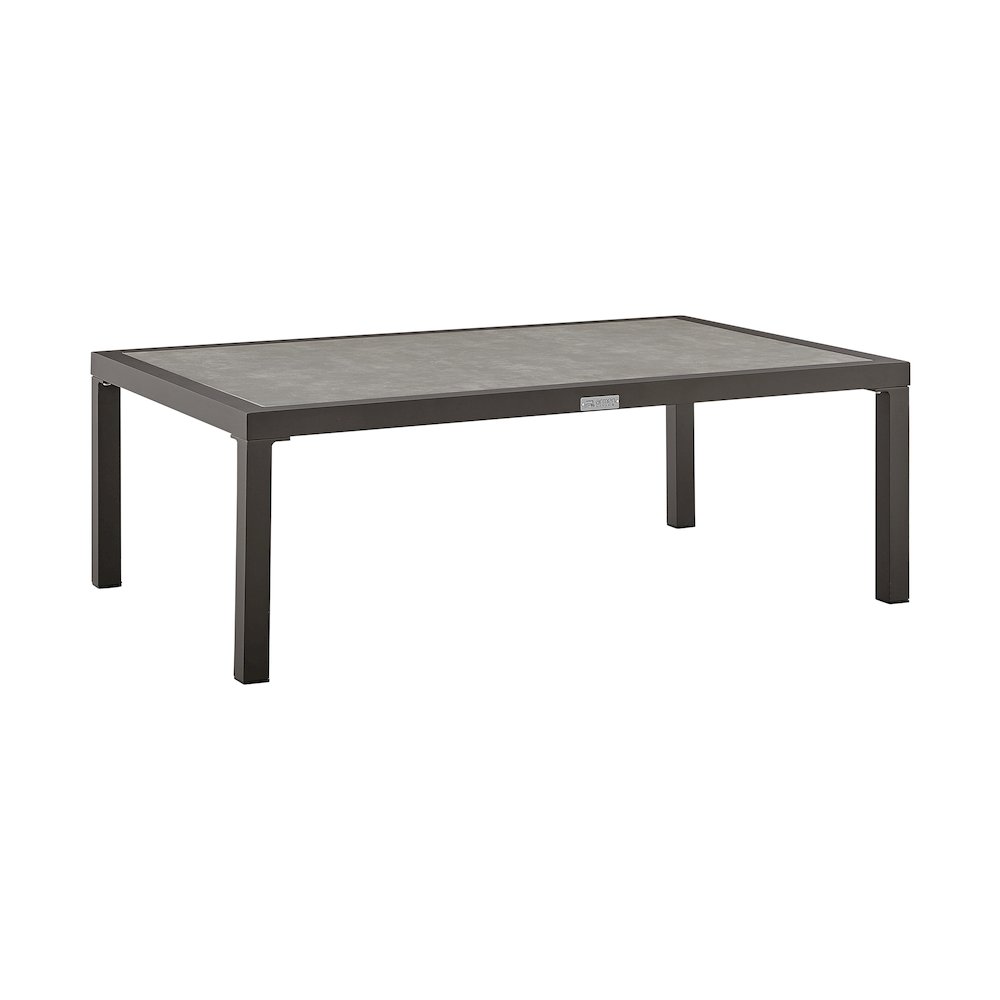 Mareike Aluminum Outdoor Coffee Table in Brown with Ceramic Tabletop. Picture 3