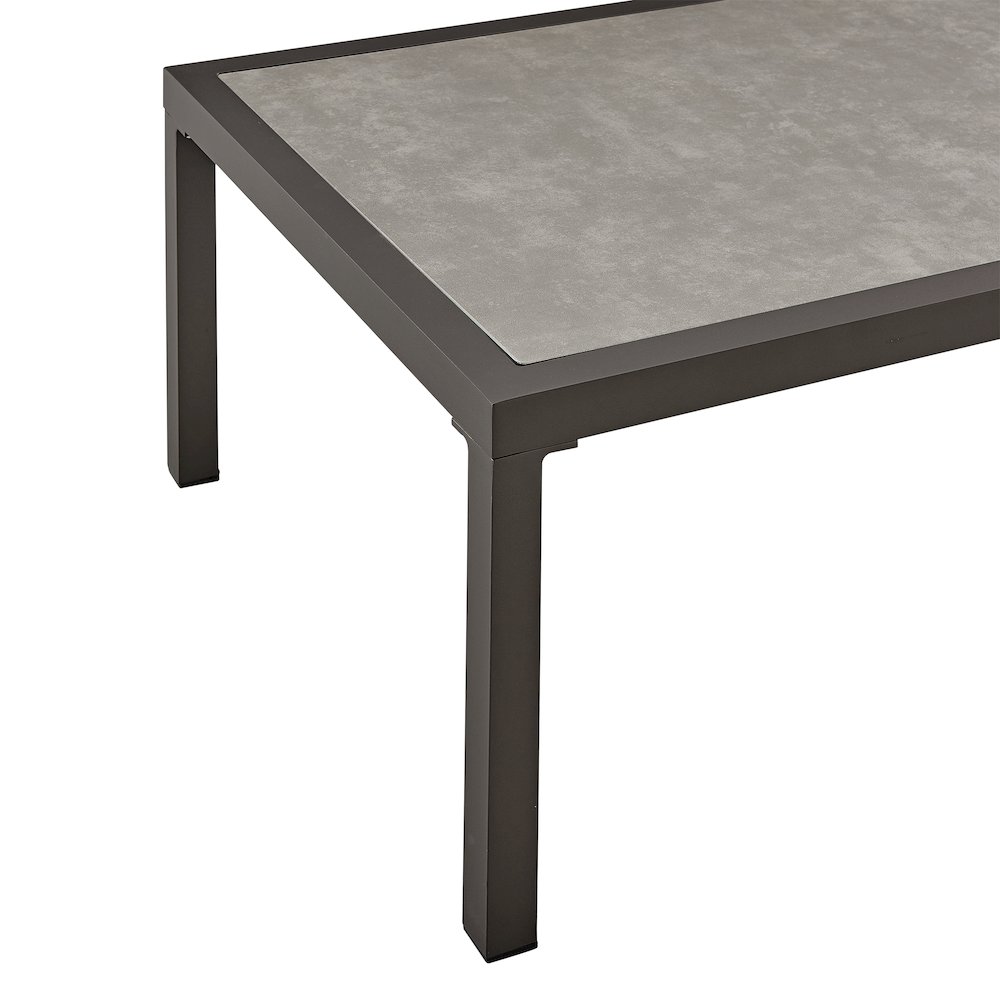 Mareike Aluminum Outdoor Coffee Table in Brown with Ceramic Tabletop. Picture 4