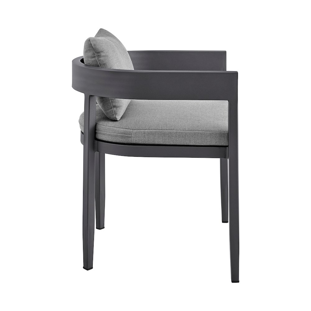 Menorca Outdoor Patio 5-Piece Dining Table Set in Aluminum with Gray Cushions. Picture 3