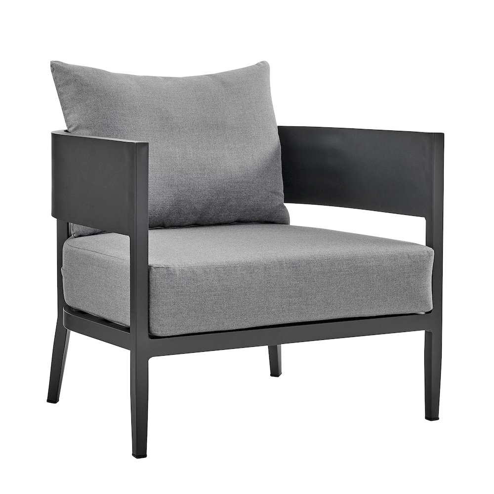 Menorca Aluminum Outdoor Chair in Dark Gray. Picture 1