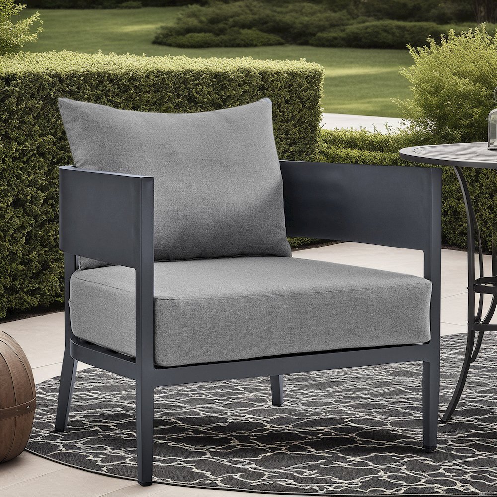 Menorca Aluminum Outdoor Chair in Dark Gray. Picture 5