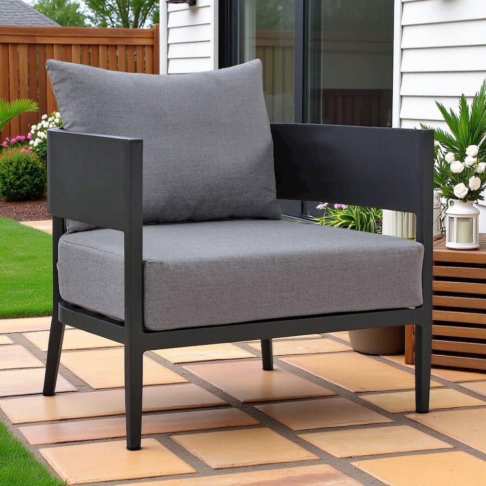 Outdoor Patio Chair – Aluminum Outdoor Furniture in Dark Gray Finish. Picture 2