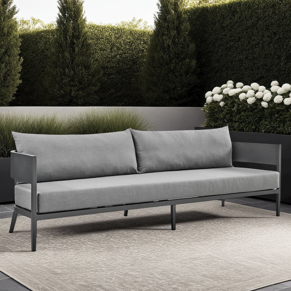 Menorca Aluminum Outdoor Sofa in Dark Gray. Picture 5