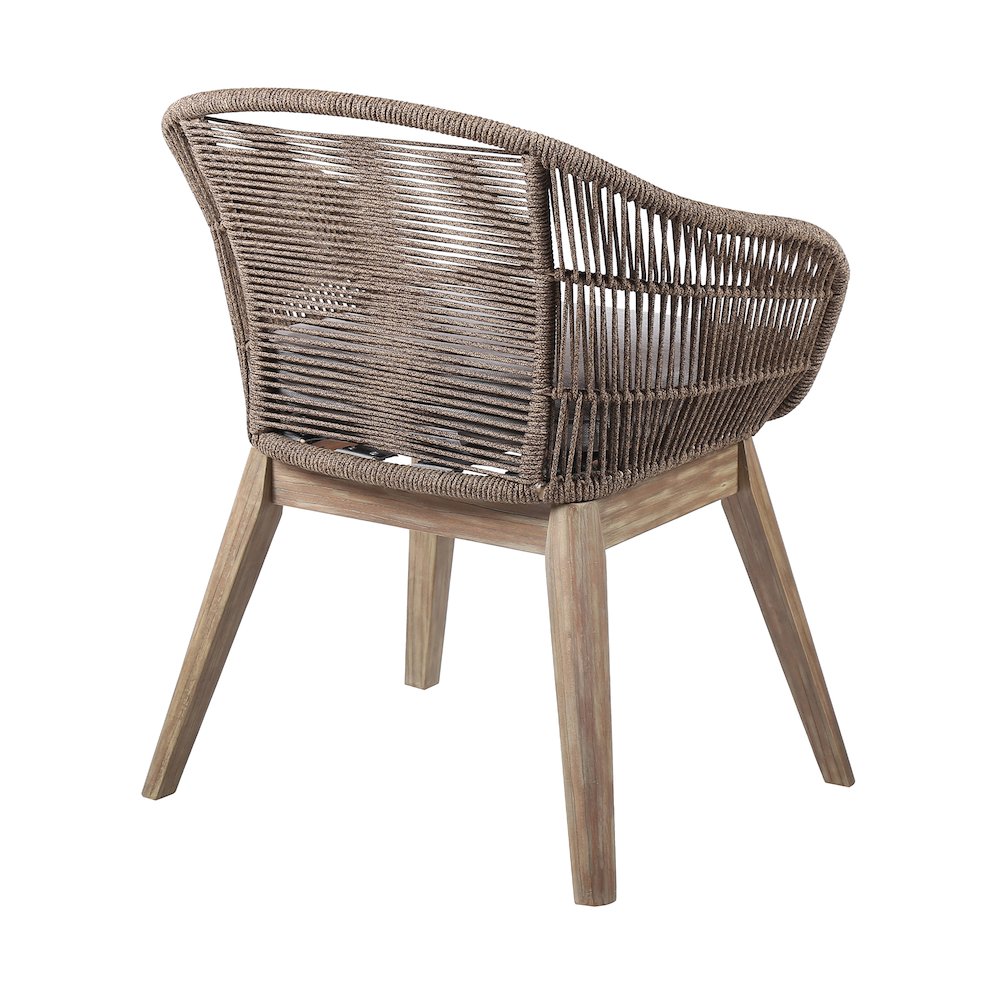 Outdoor Patio 5 Piece Round Dining Set in Eucalyptus Wood with Truffle Rope. Picture 3