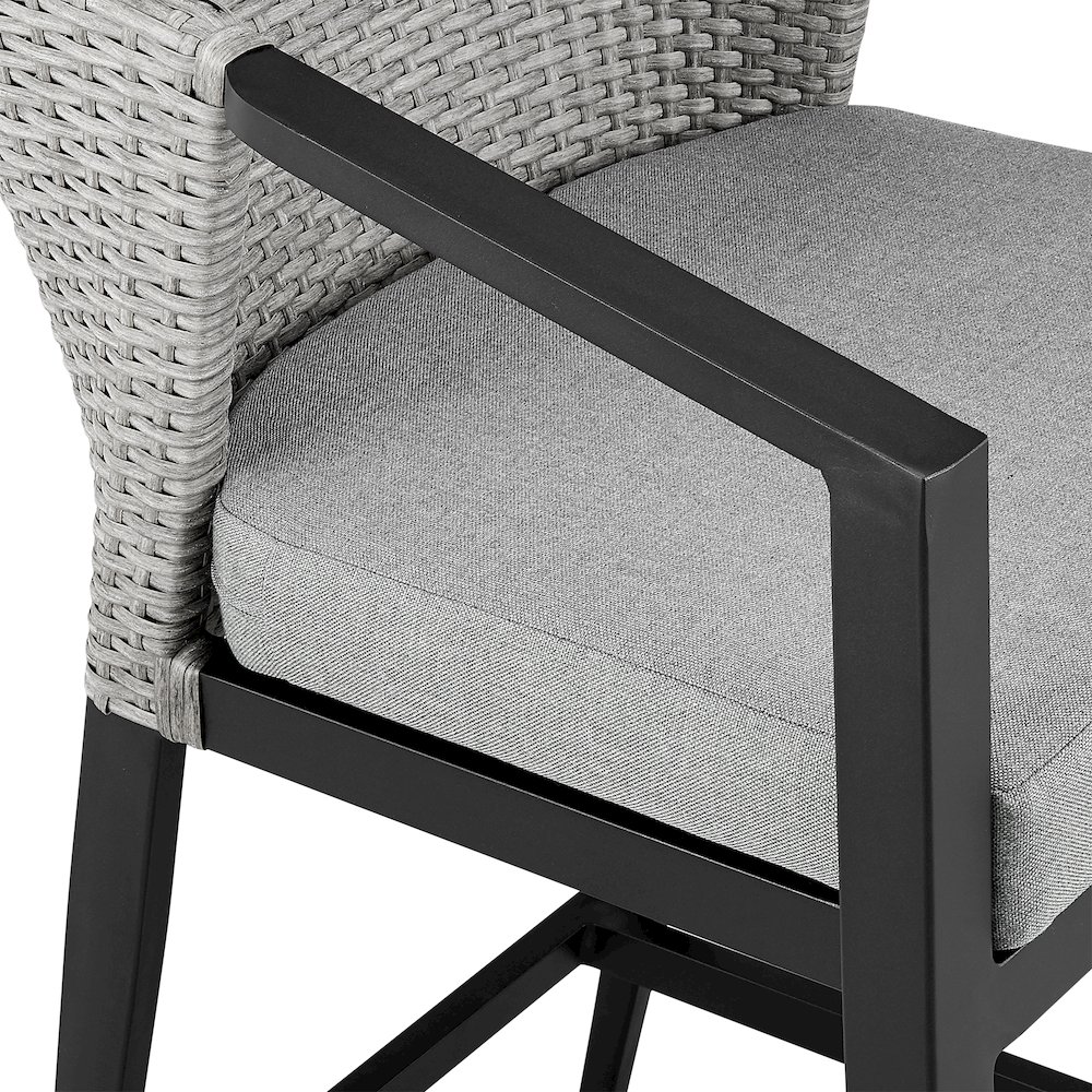 Palma Outdoor Patio 5-Piece Bar Table Set in Aluminum with Gray Cushions. Picture 6