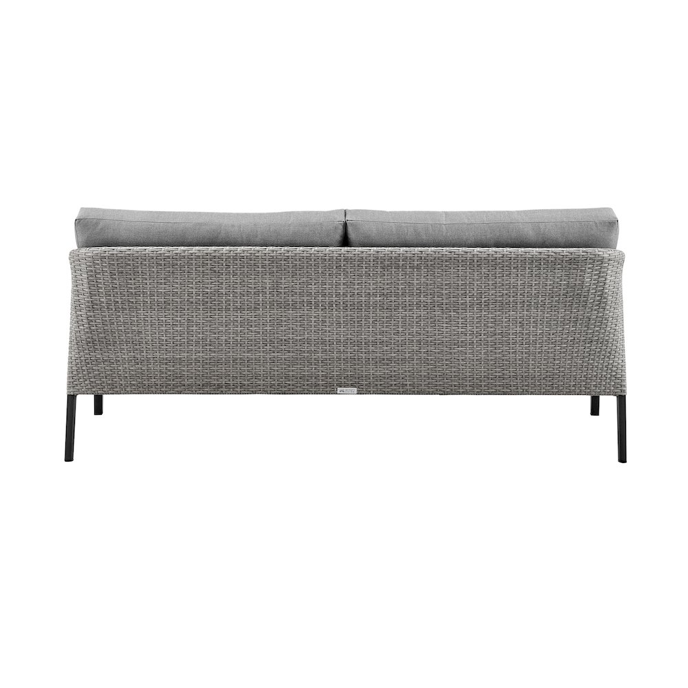 Palma Wicker and Aluminum Outdoor Sofa in Black and Dark Gray. Picture 3