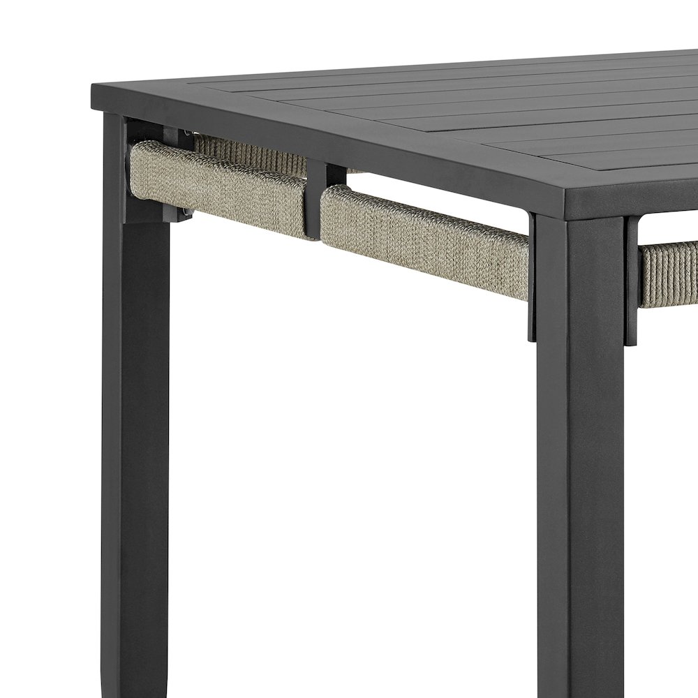 Zella Outdoor Patio 5 Piece Dining Set in Aluminum with Light Gray Rope. Picture 8