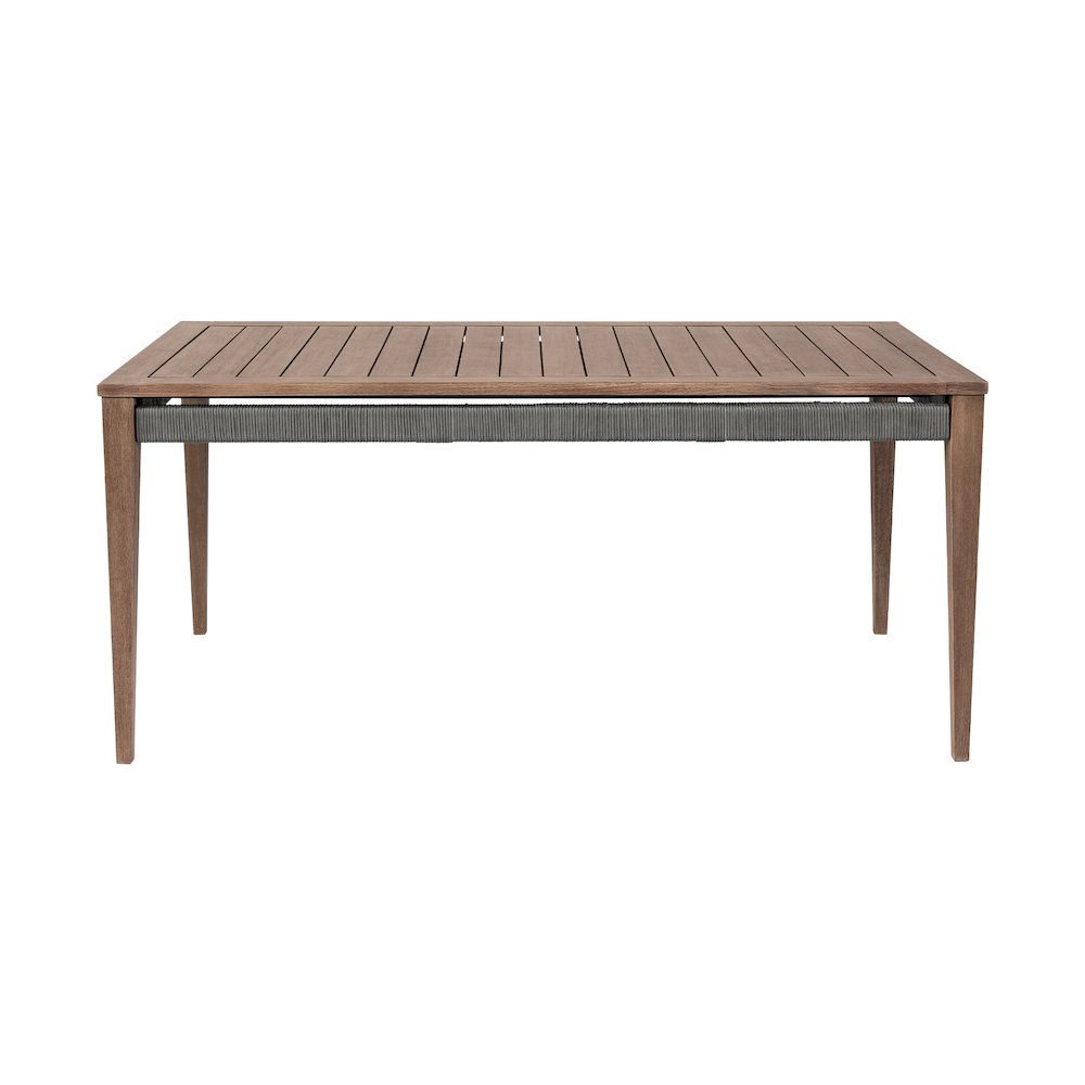 Outdoor Patio 5 Piece Dining Set in Weathered Eucalyptus Wood with Gray Rope. Picture 5