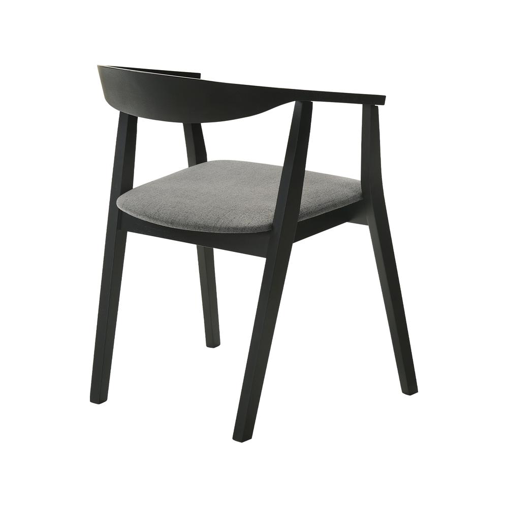 Santana 5 Piece Round Black Wood Dining Table Set with Charcoal Fabric. Picture 3