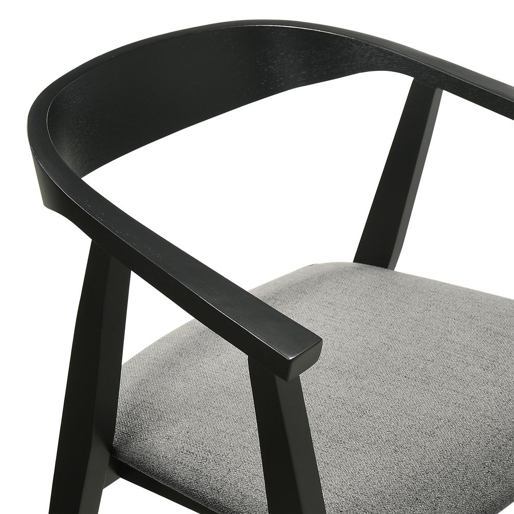 Santana 7 Piece Round Black Wood Dining Table Set with Charcoal Fabric. Picture 6