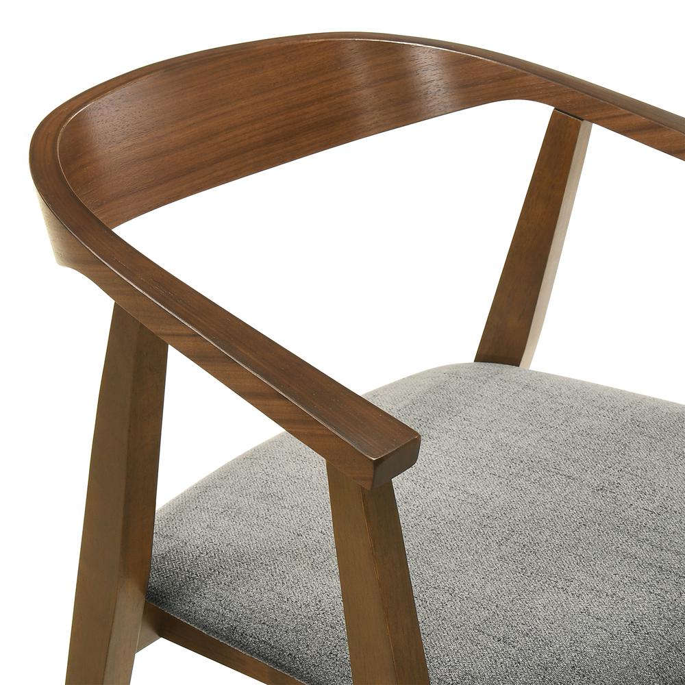 Santana 5 Piece Round Walnut Wood Dining Table Set with Charcoal Fabric. Picture 6