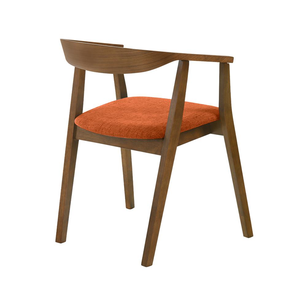 Santana 5 Piece Round Walnut Wood Dining Table Set with Orange Fabric. Picture 3