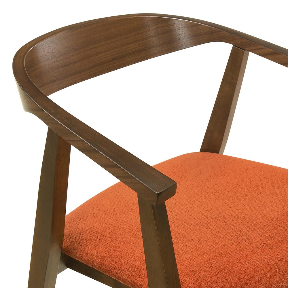 Santana 5 Piece Round Walnut Wood Dining Table Set with Orange Fabric. Picture 6